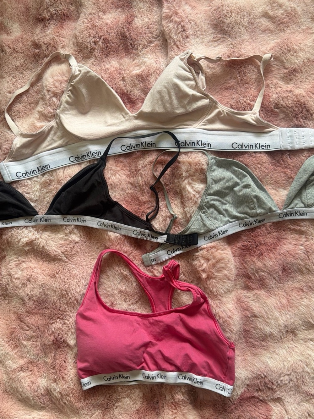 Calvin Klein Bralette Set in Nude, Black, Gray & Pink